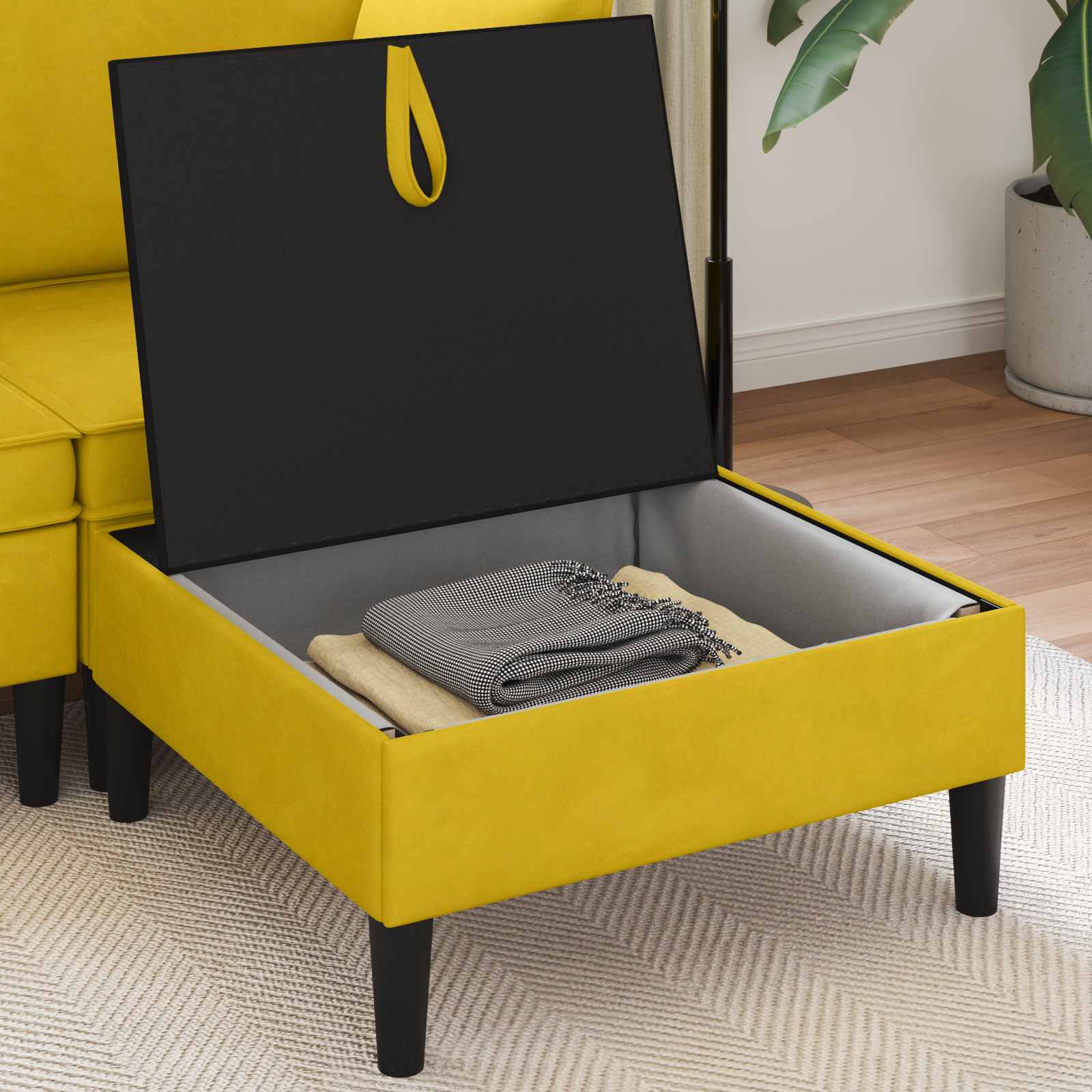 Sofa-Hocker mit Stauraum Gelb Samt