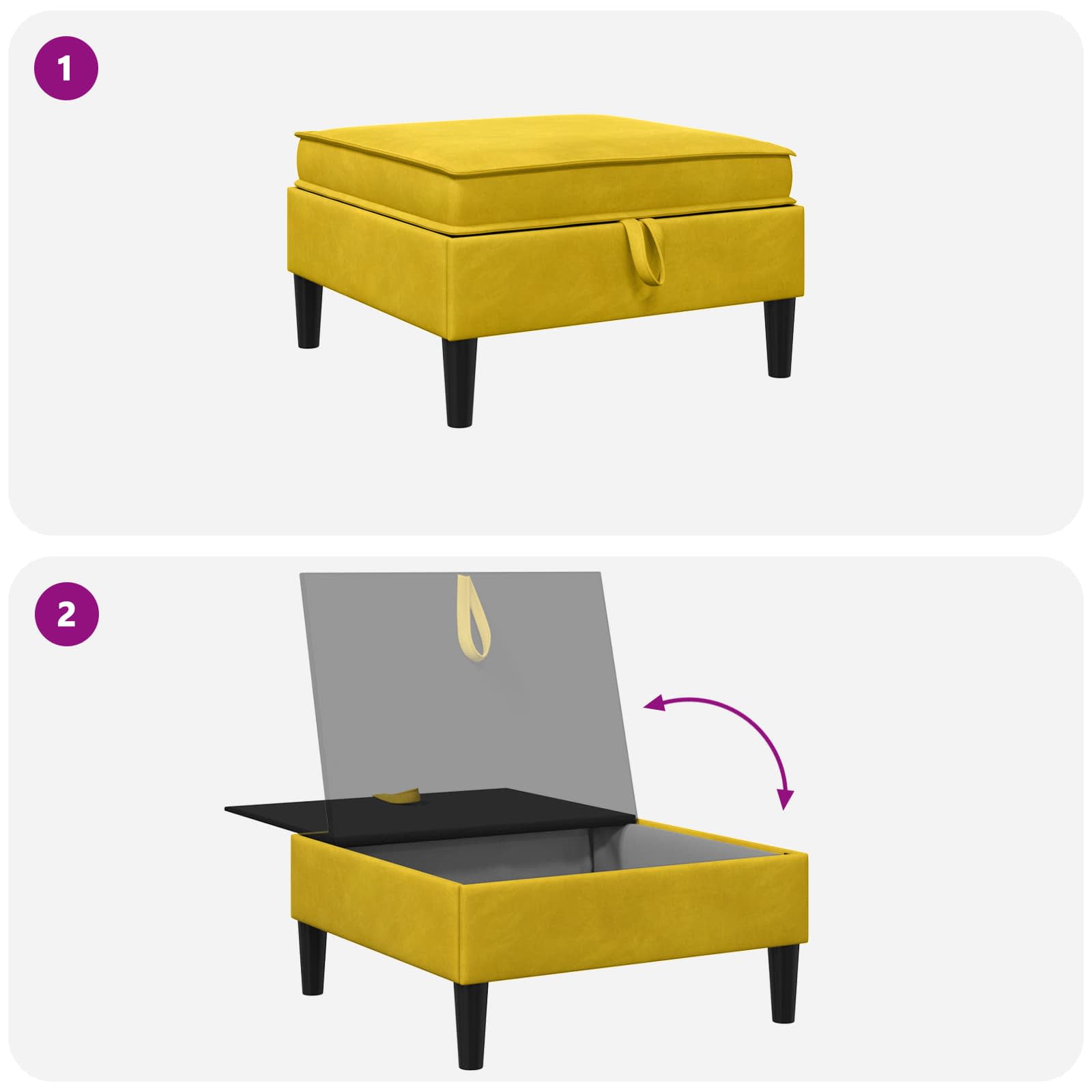 Sofa-Hocker mit Stauraum Gelb Samt