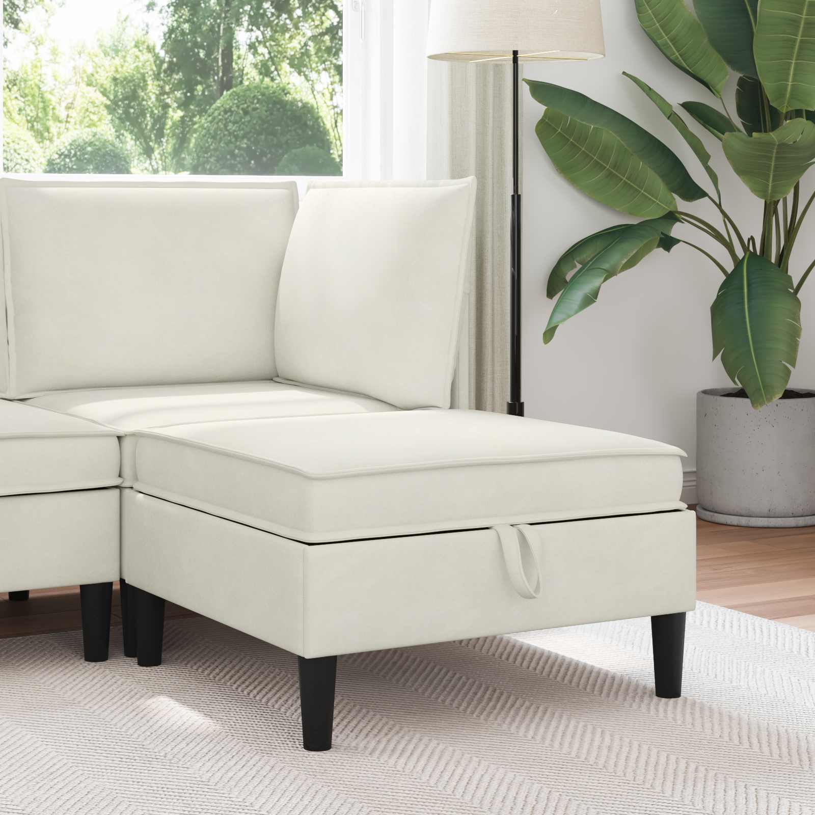 Sofa-Hocker mit Stauraum Creme Samt