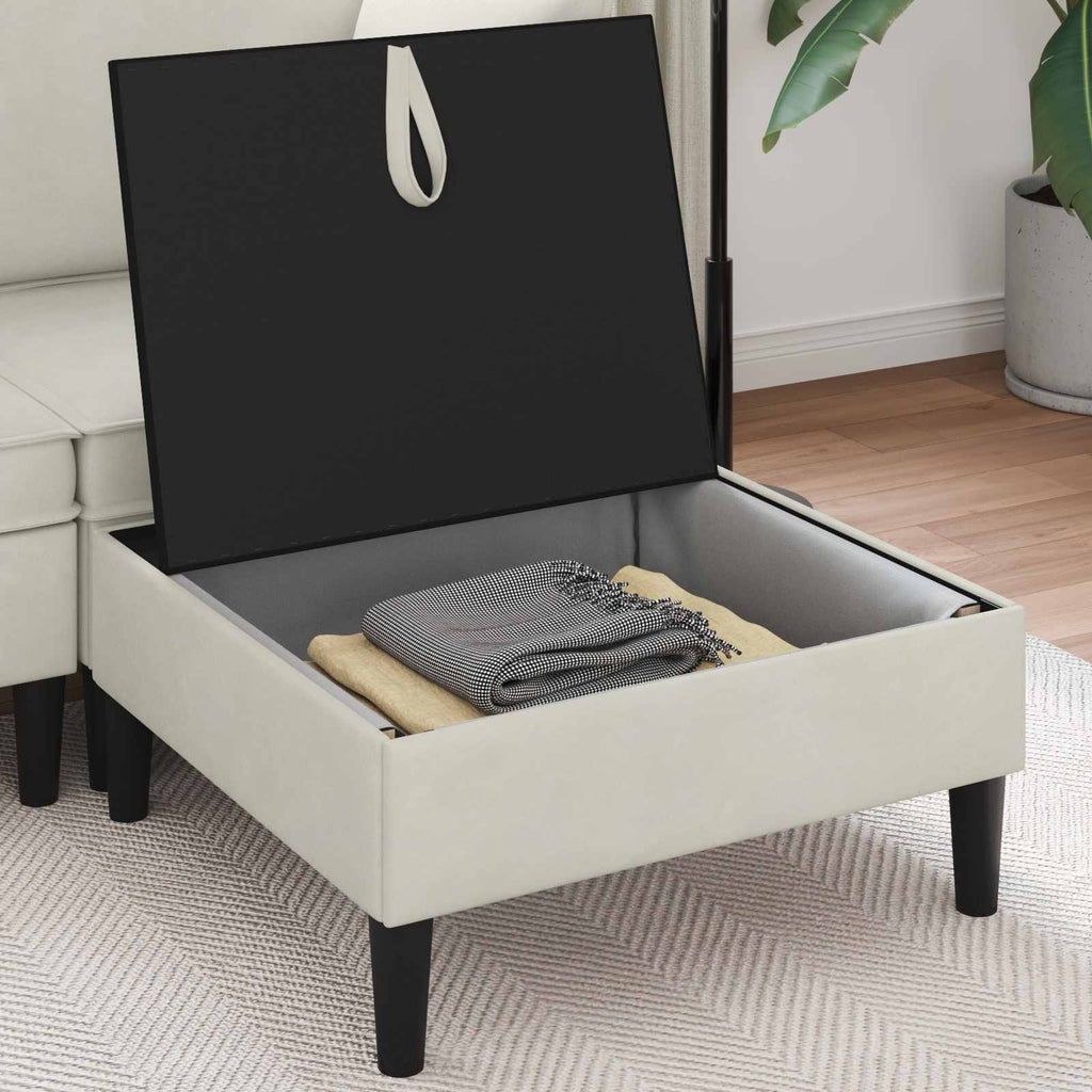Sofa-Hocker mit Stauraum Creme Samt