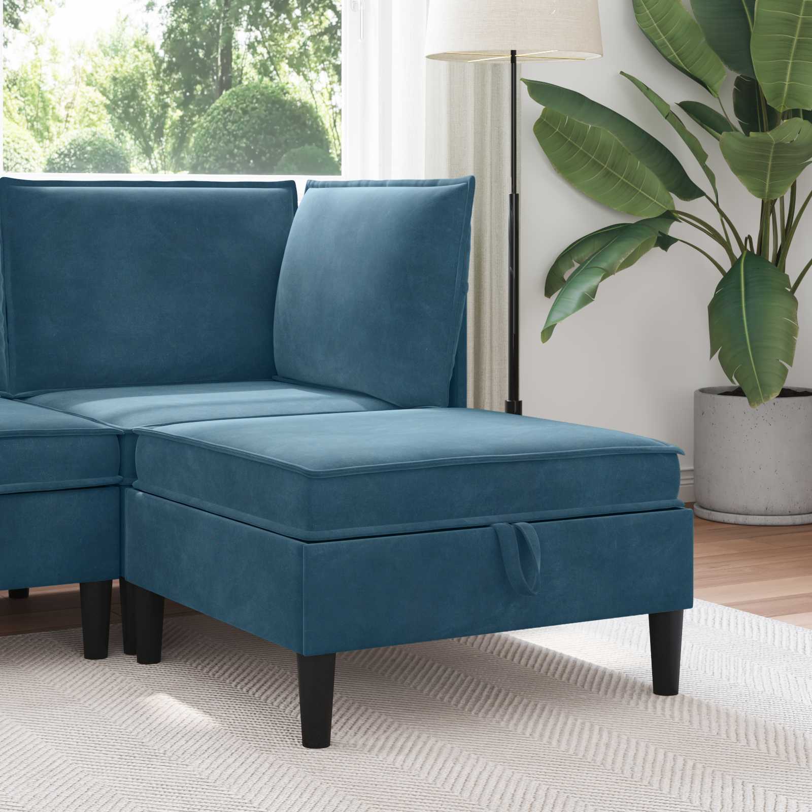Sofa-Hocker mit Stauraum Blau Samt