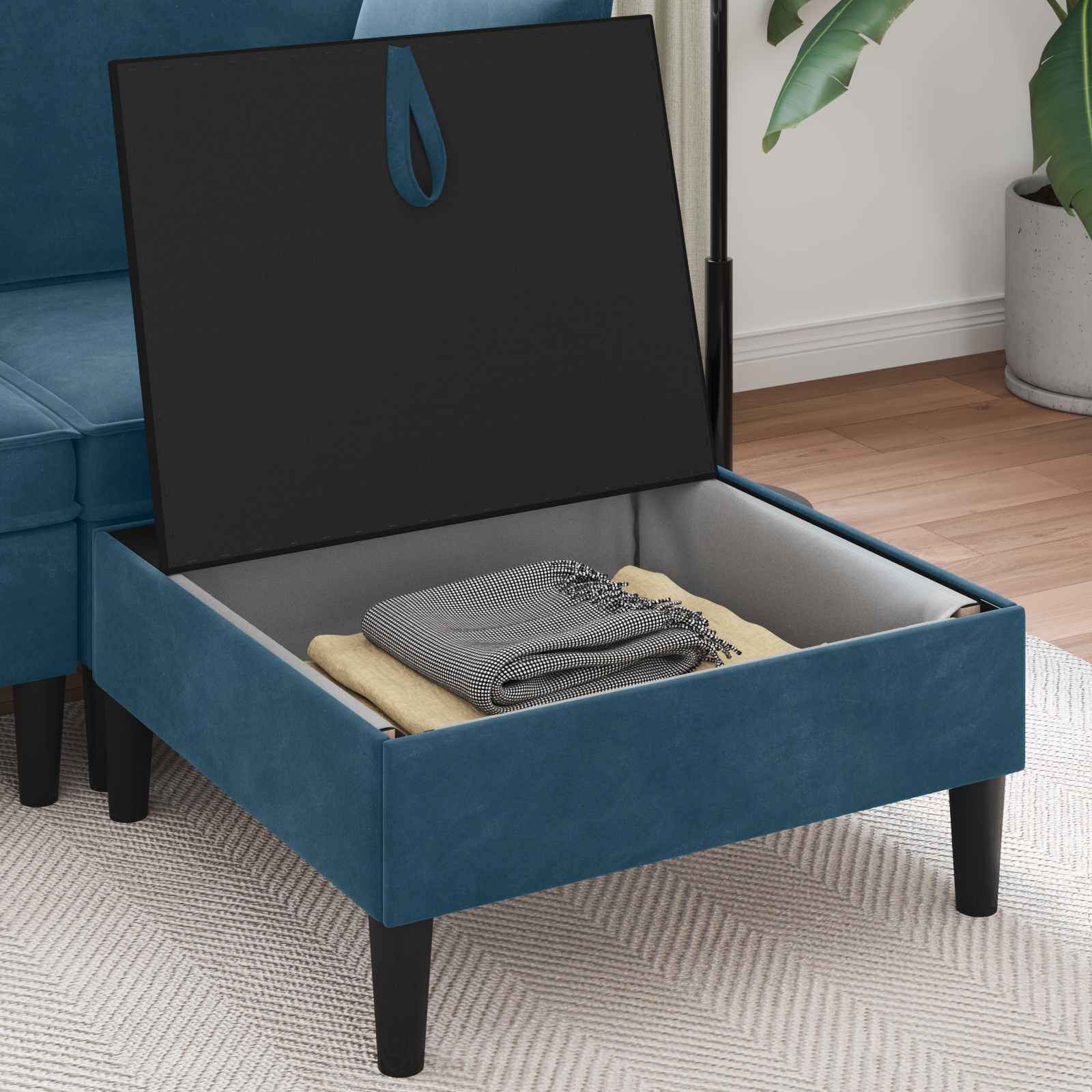 Sofa-Hocker mit Stauraum Blau Samt