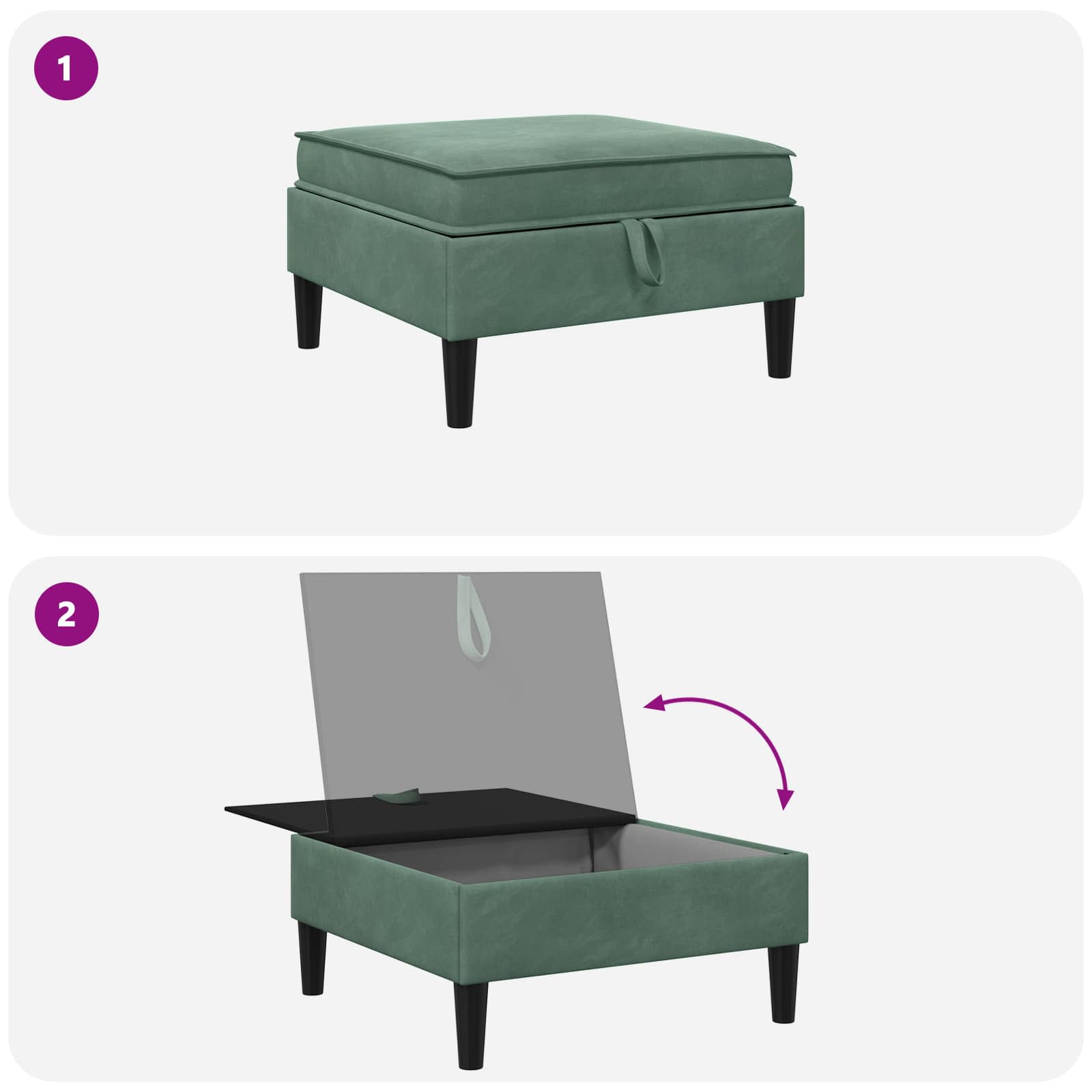 Sofa-Hocker mit Stauraum Meergrün Samt