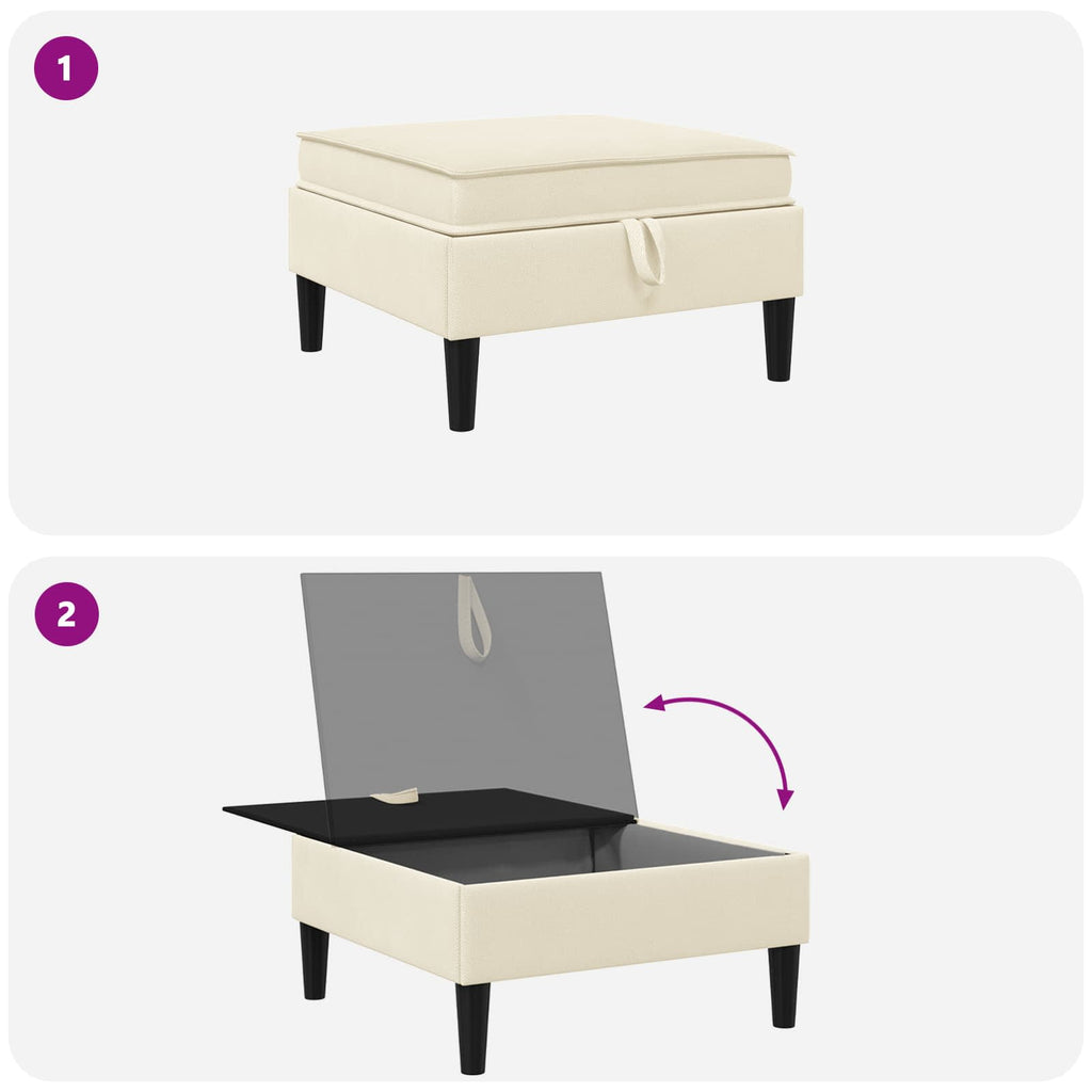 Sofa-Hocker mit Stauraum Creme Samt