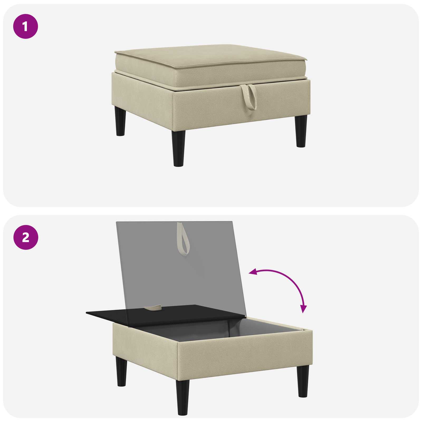 Sofa-Hocker mit Stauraum Sand Samt