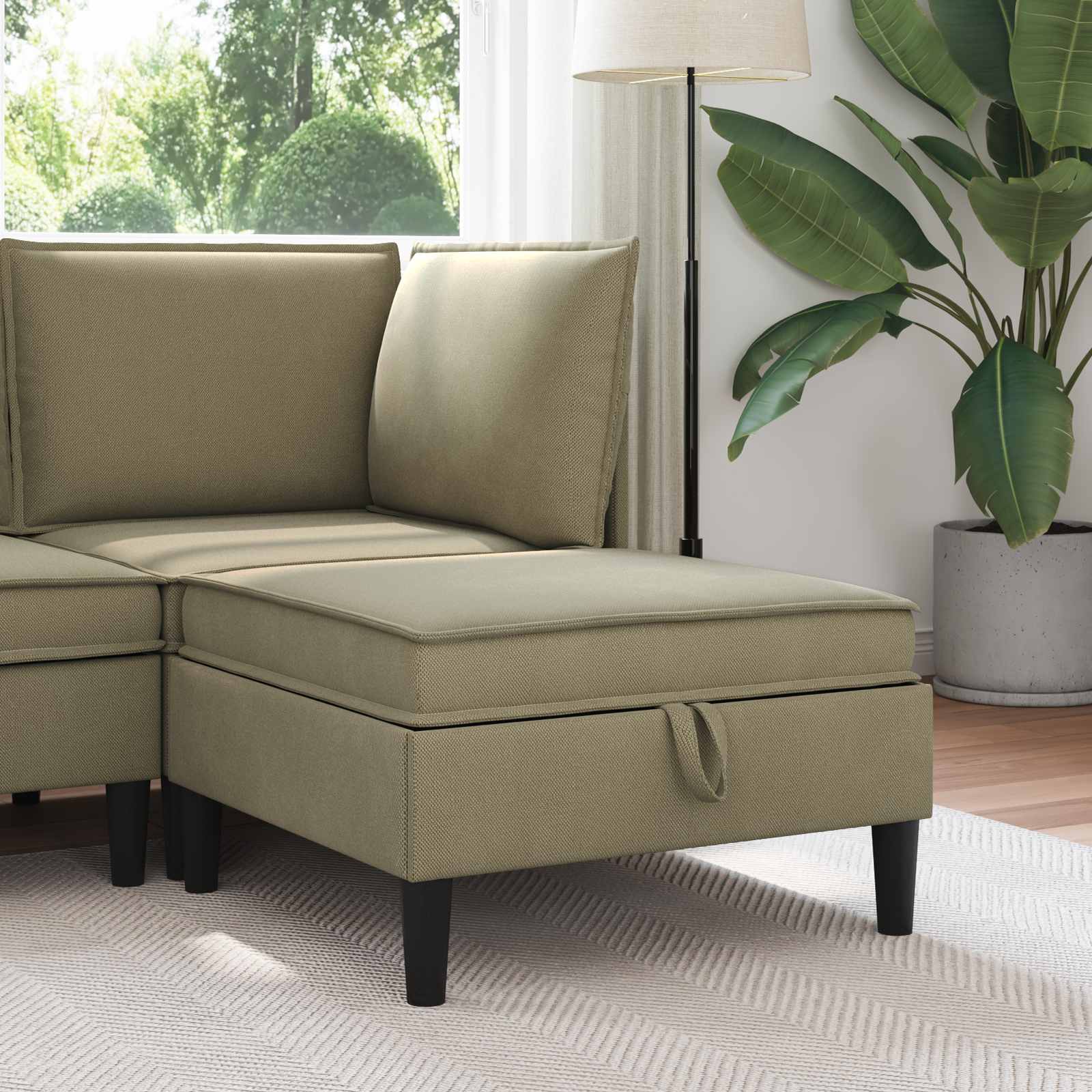 Sofa-Hocker mit Stauraum Khaki Samt