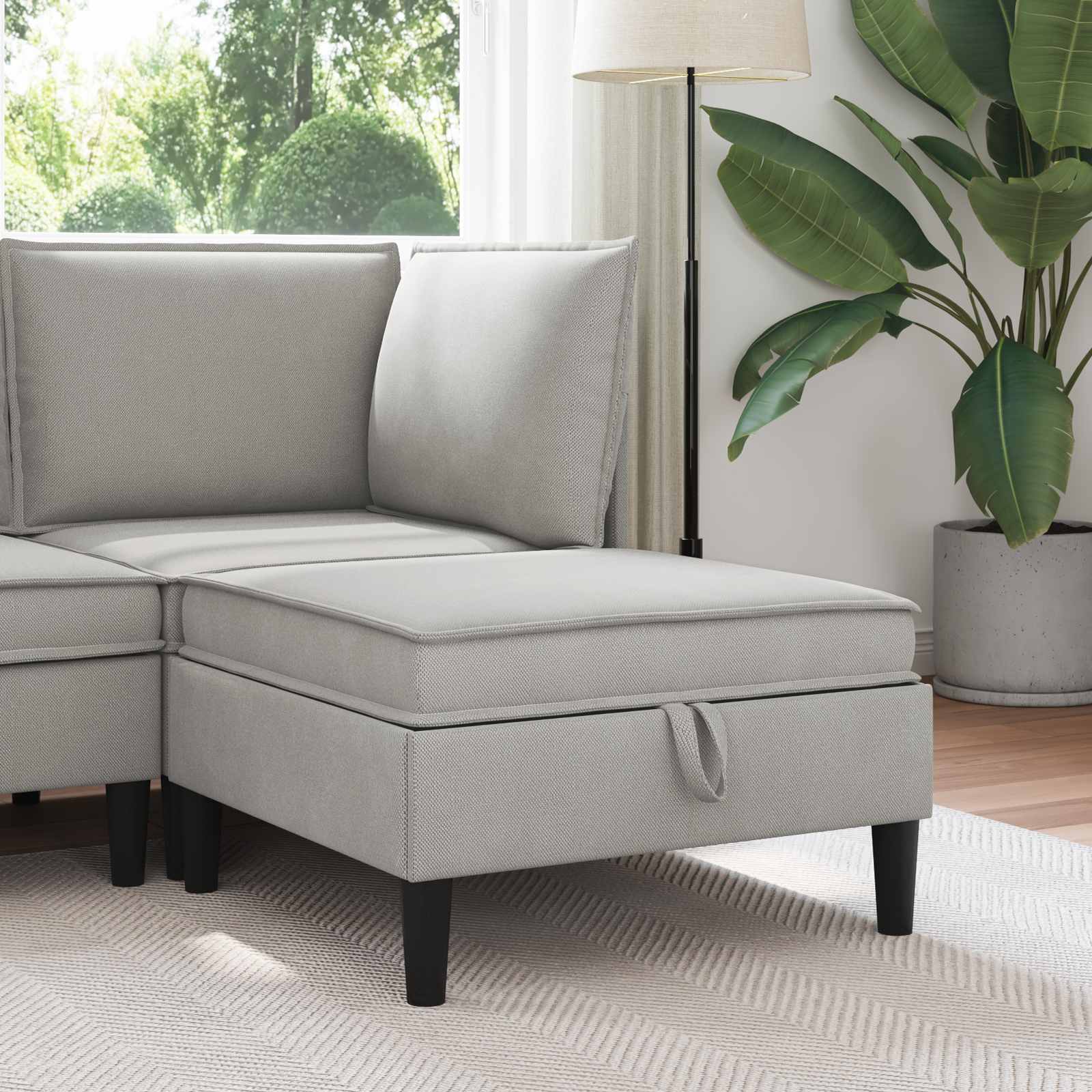 Sofa-Hocker mit Stauraum Hellgrau Samt