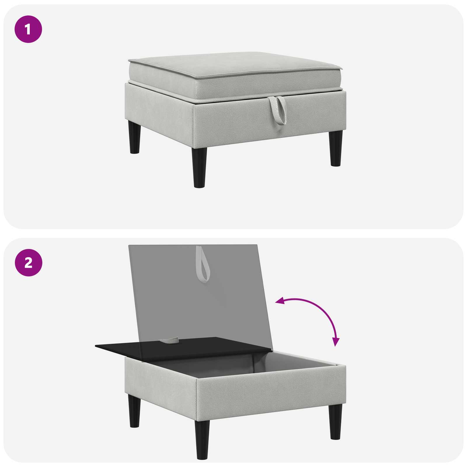 Sofa-Hocker mit Stauraum Hellgrau Samt