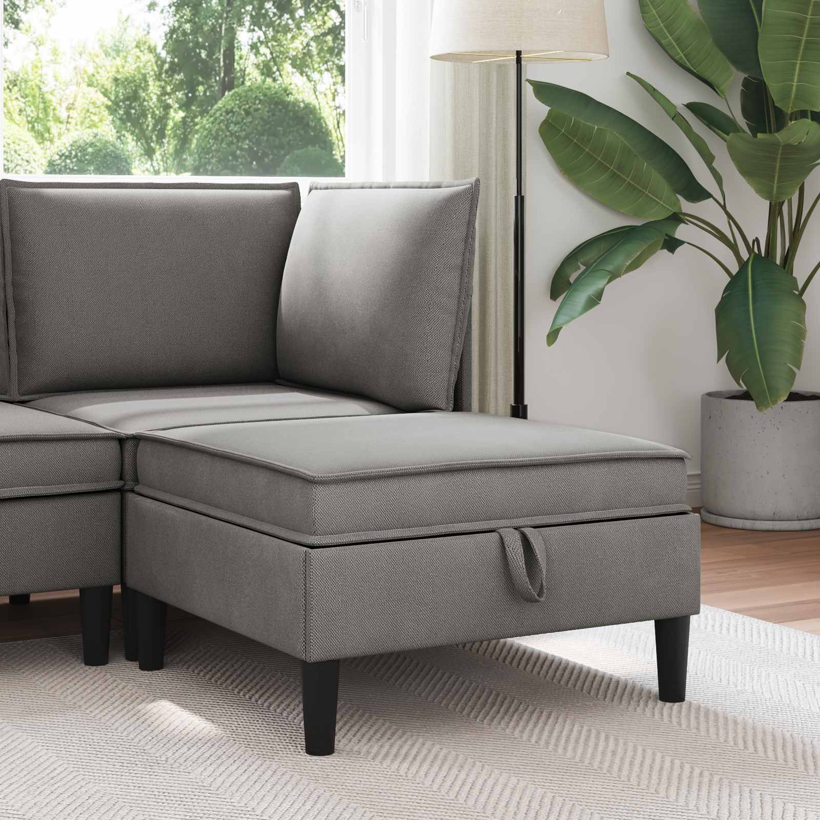 Sofa-Hocker mit Stauraum Dunkelgrau Samt