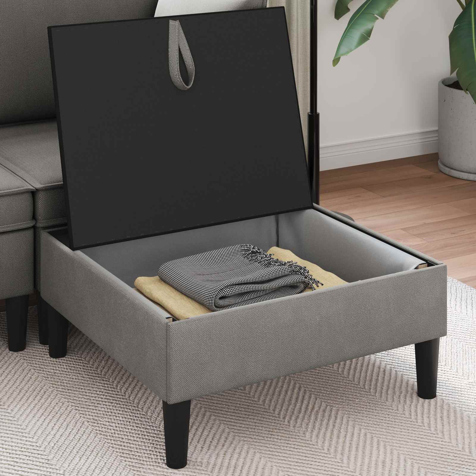 Sofa-Hocker mit Stauraum Dunkelgrau Samt