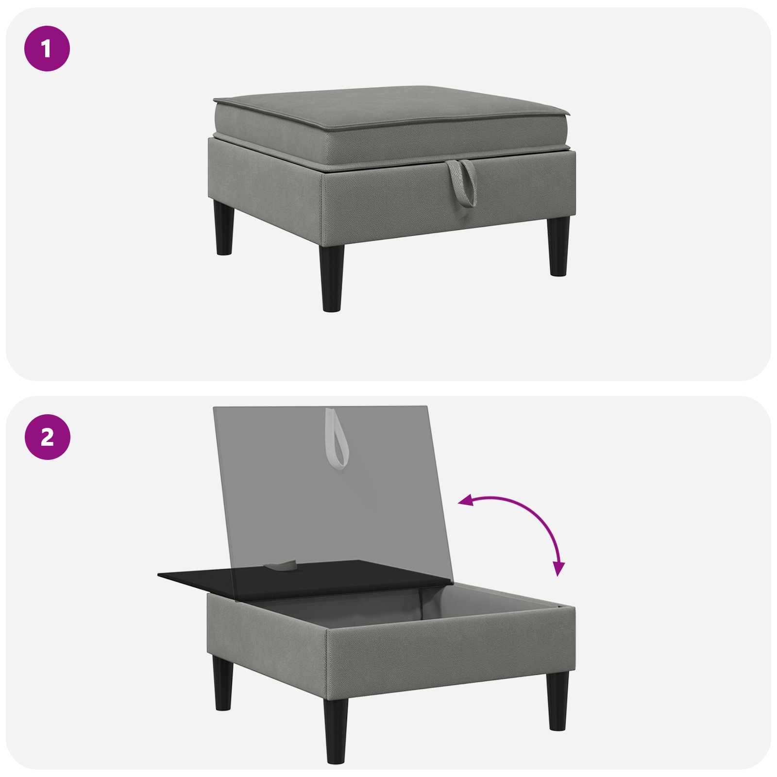 Sofa-Hocker mit Stauraum Dunkelgrau Samt