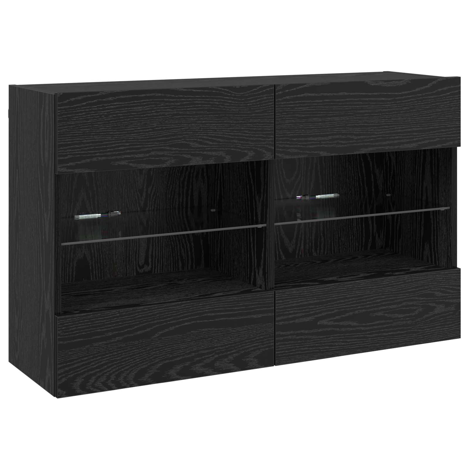 TV-Wandschrank mit LED Schwarz Eichen-Optik 98,5 x 30 x 60,5 cm