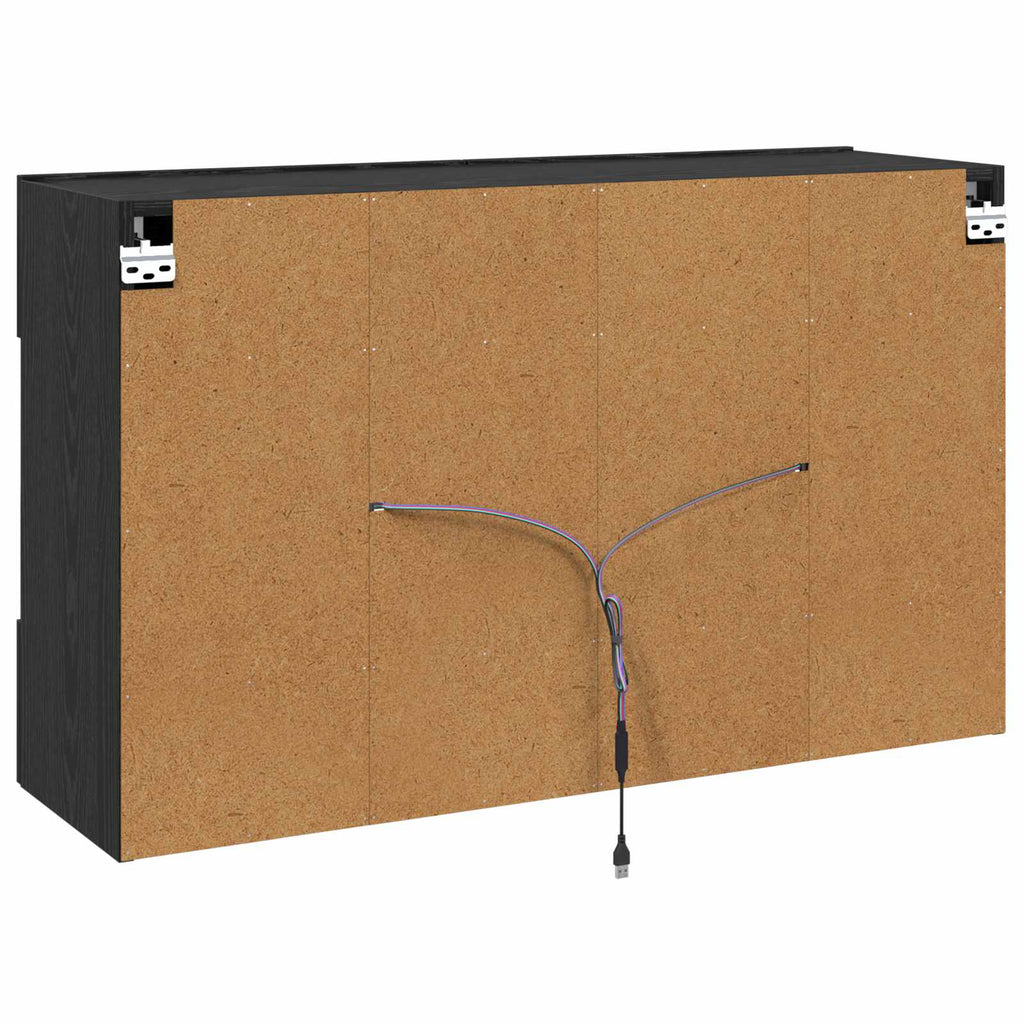 TV-Wandschrank mit LED Schwarz Eichen-Optik 98,5 x 30 x 60,5 cm