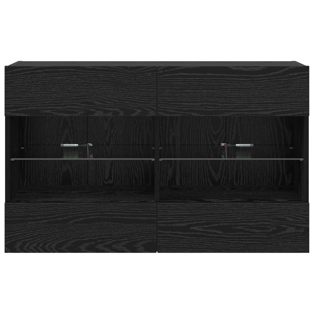 TV-Wandschrank mit LED Schwarz Eichen-Optik 98,5 x 30 x 60,5 cm