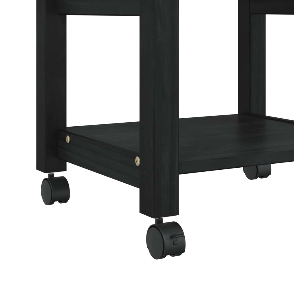 Küchentrolley MONZA Schwarz 48 x 40 x 88,5 cm Massivholz Kiefer