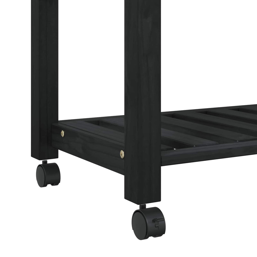 Küchentrolley MONZA Schwarz 84 x 40 x 88,5 cm Massivholz Kiefer