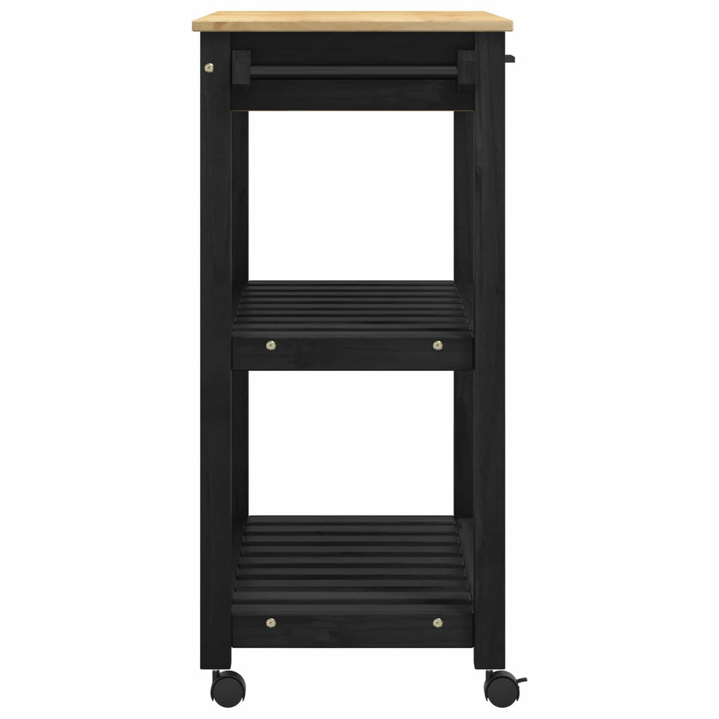 Küchentrolley MONZA Schwarz 84 x 40 x 88,5 cm Massivholz Kiefer