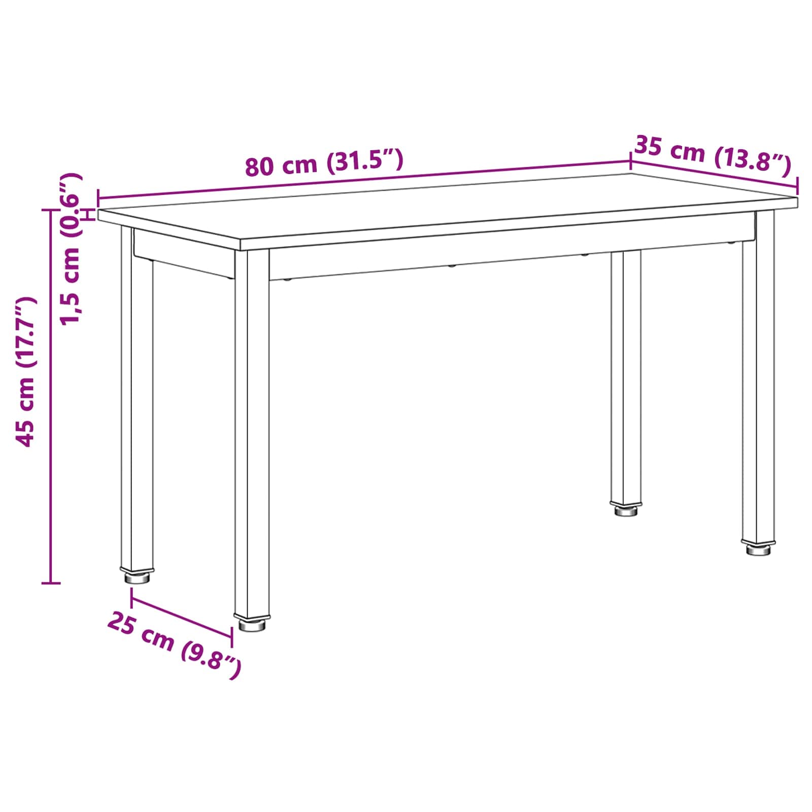 Bank Natur 80 x 35 x 45 cm Massives Kiefernholz
