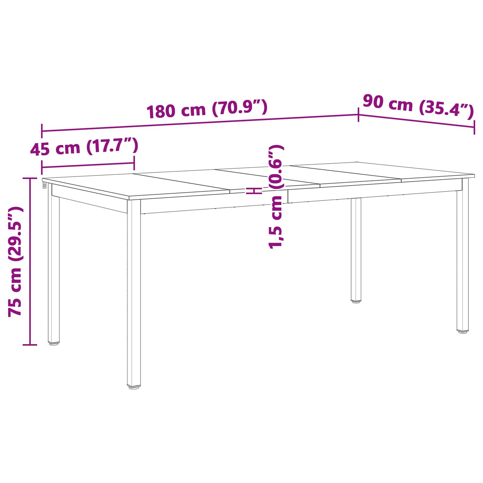 Esstisch Weiß 180 x 90 x 75 cm Massives Kiefernholz