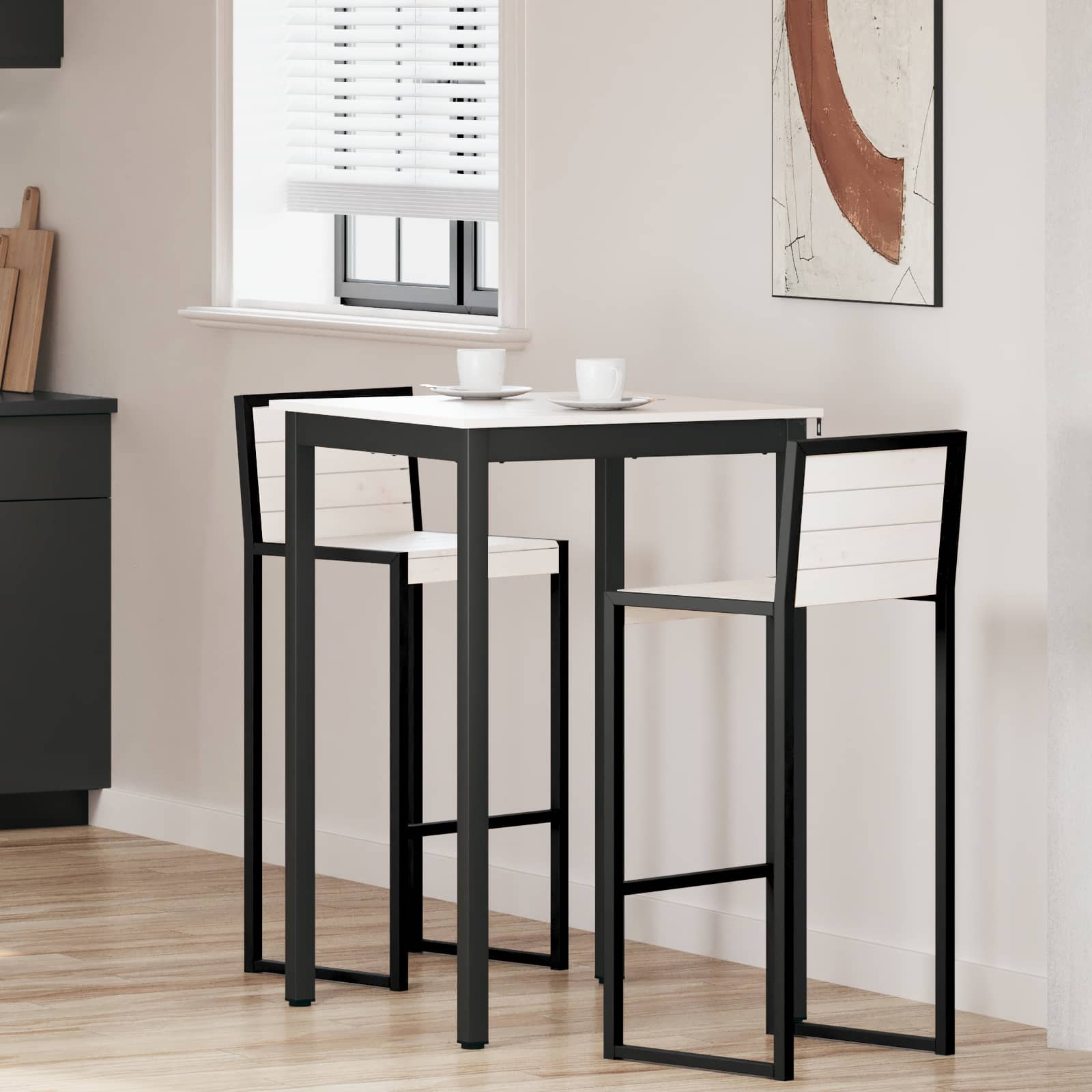 Bartisch Weiß 70 x 70 x 105 cm Massives Kiefernholz