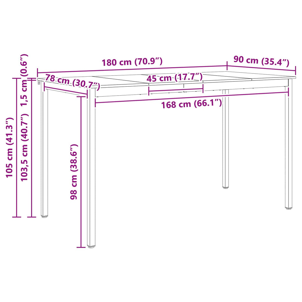 Bartisch Weiß 180 x 90 x 105 cm Massives Kiefernholz