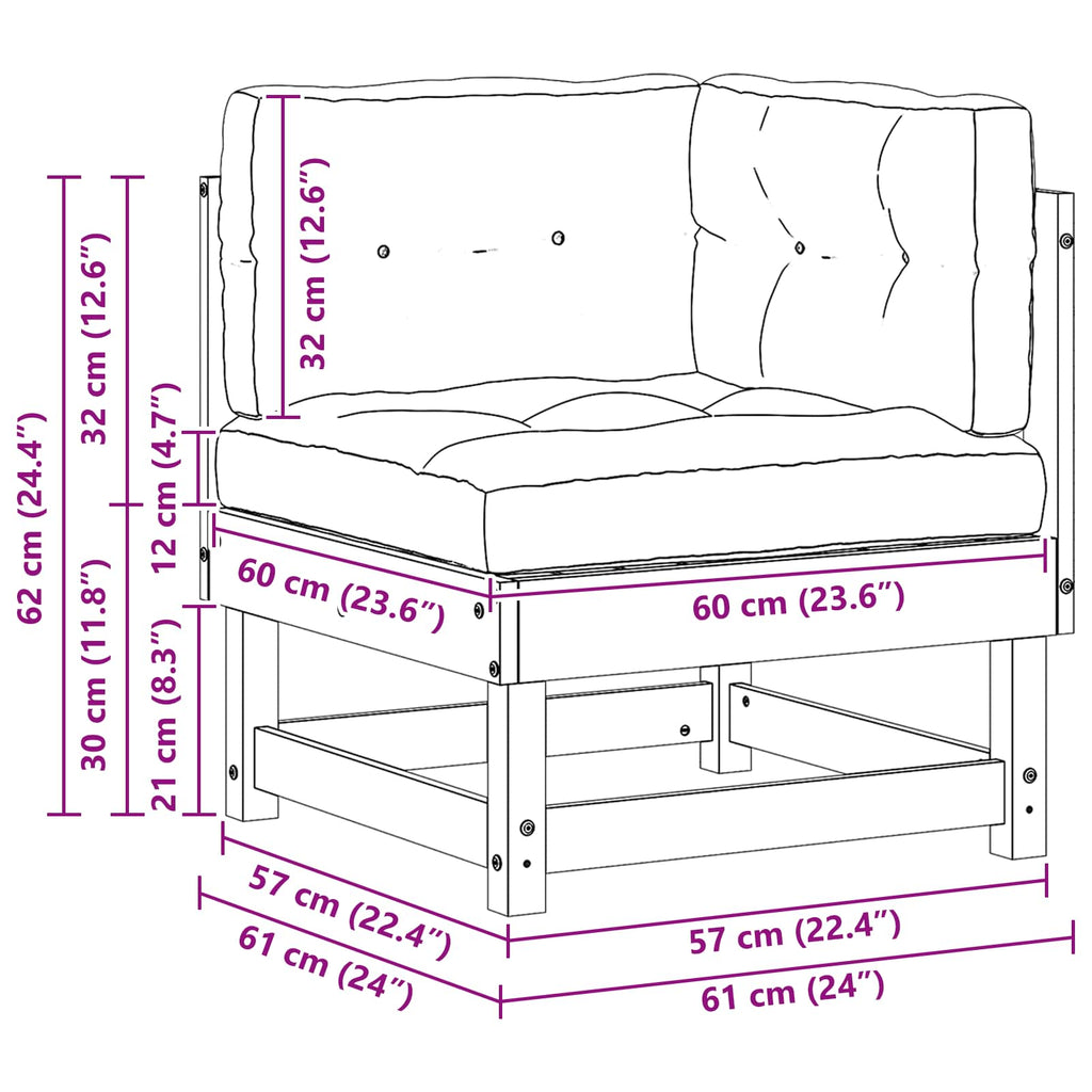Gartenecksofa Massives Kiefernholz Wachsboden Kiefer