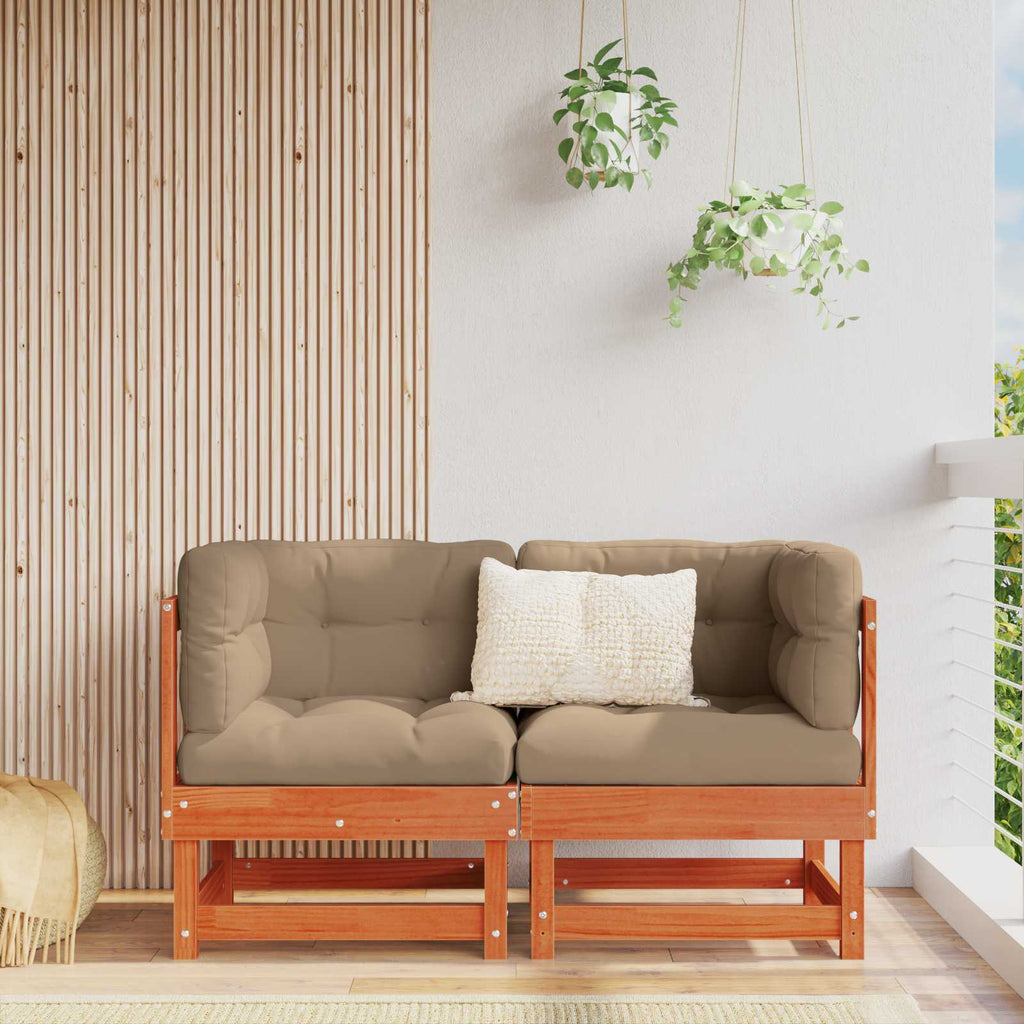 2 pcs Gartenecksofa Massives Kiefernholz Wachsbraun