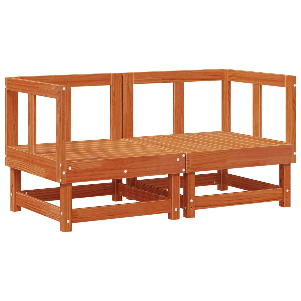 2 pcs Gartenecksofa Massives Kiefernholz Wachsbraun