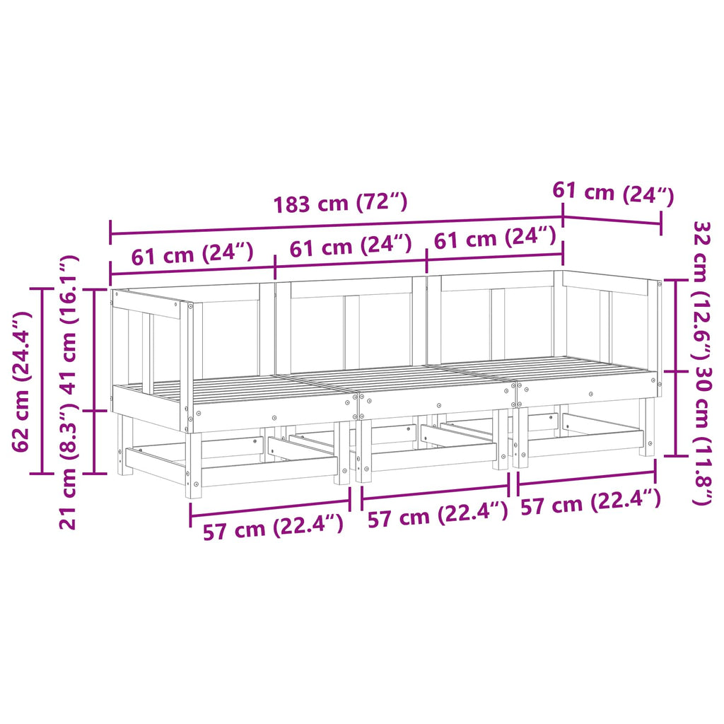 Sectional Sofa Einheiten Wachsbraun 183 x 61 x 62 cm