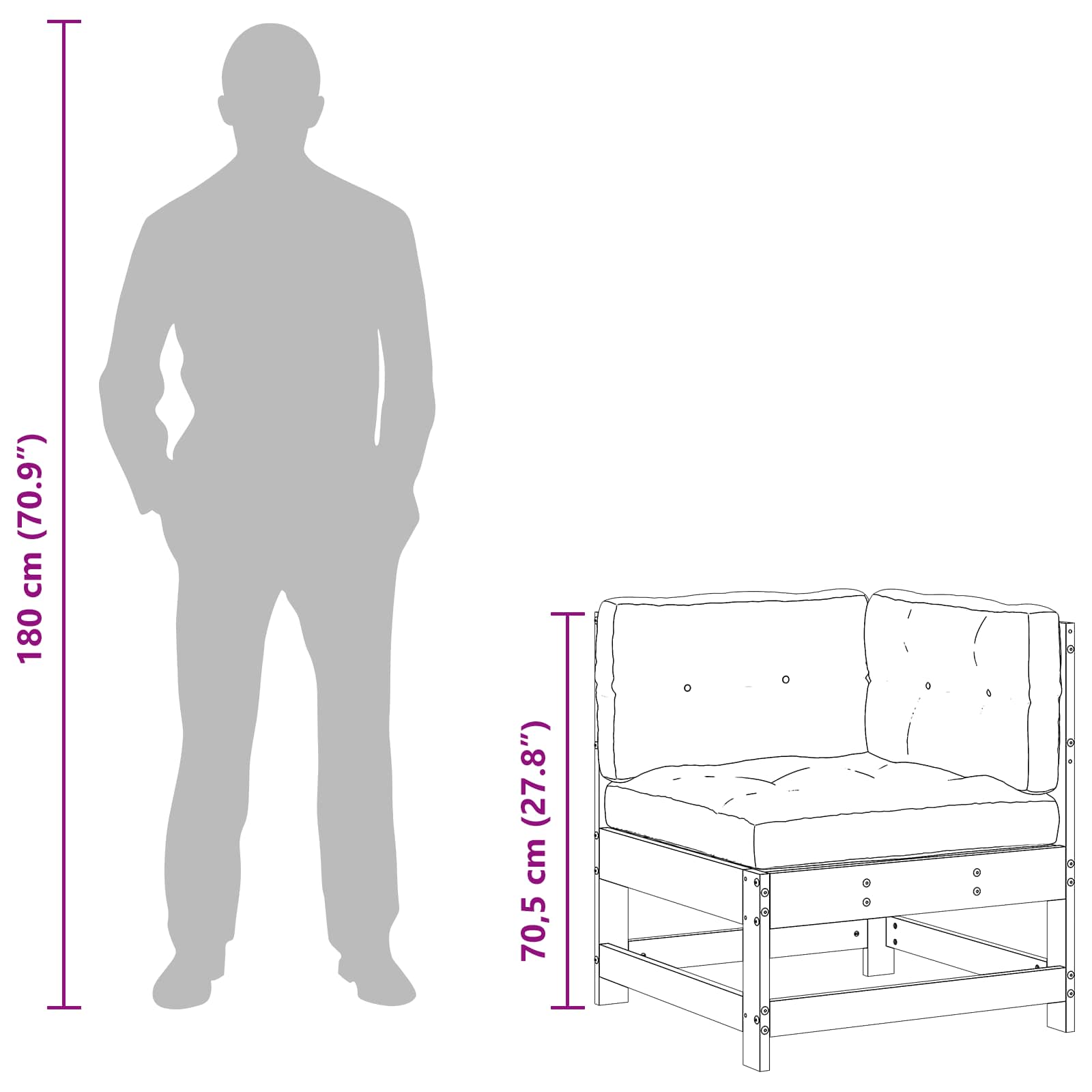 Gartenecksofa Massives Kiefernholz Wachsbraun