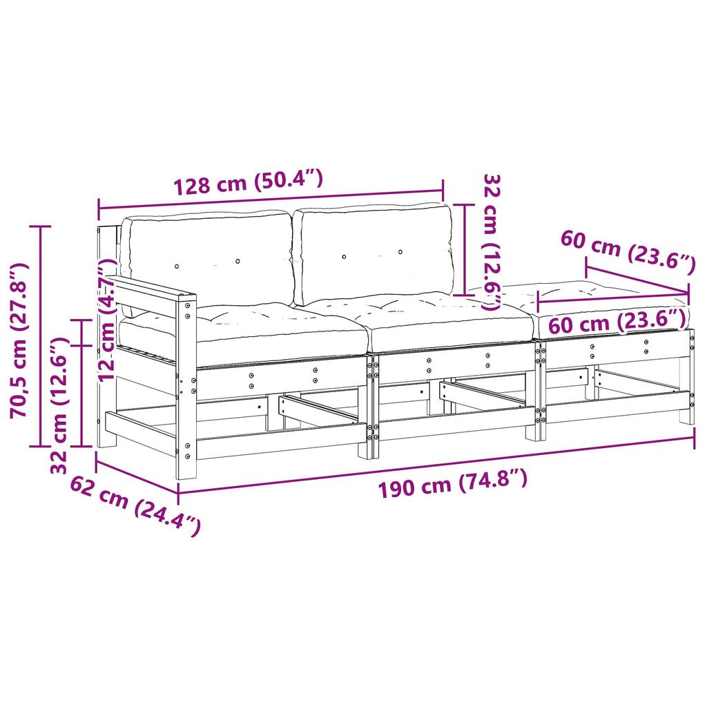 Sectional Sofa Einheiten Wachsbraun 190 x 62 x 70,5cm