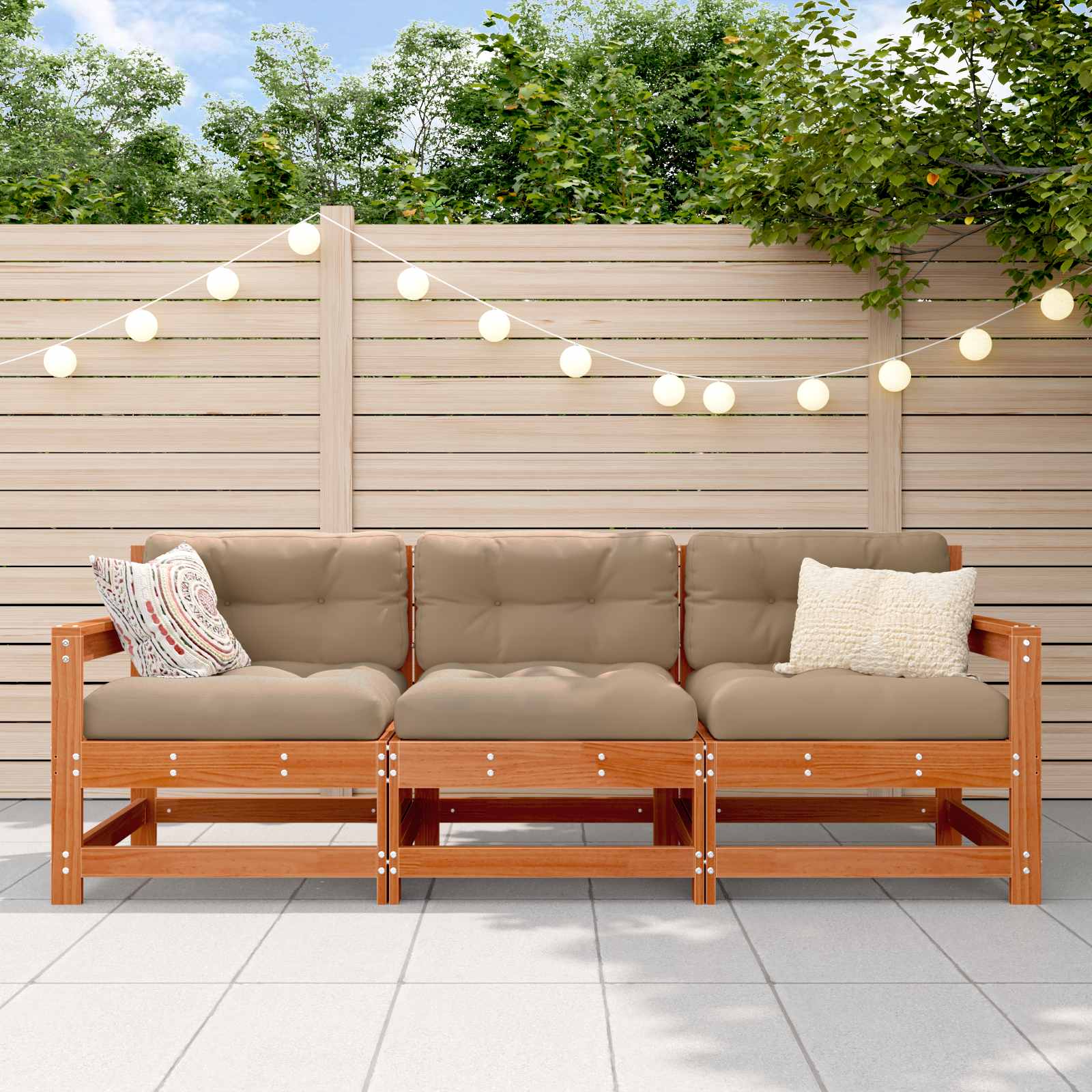 Sectional Sofa Einheiten 3 Stück Wachsbraun