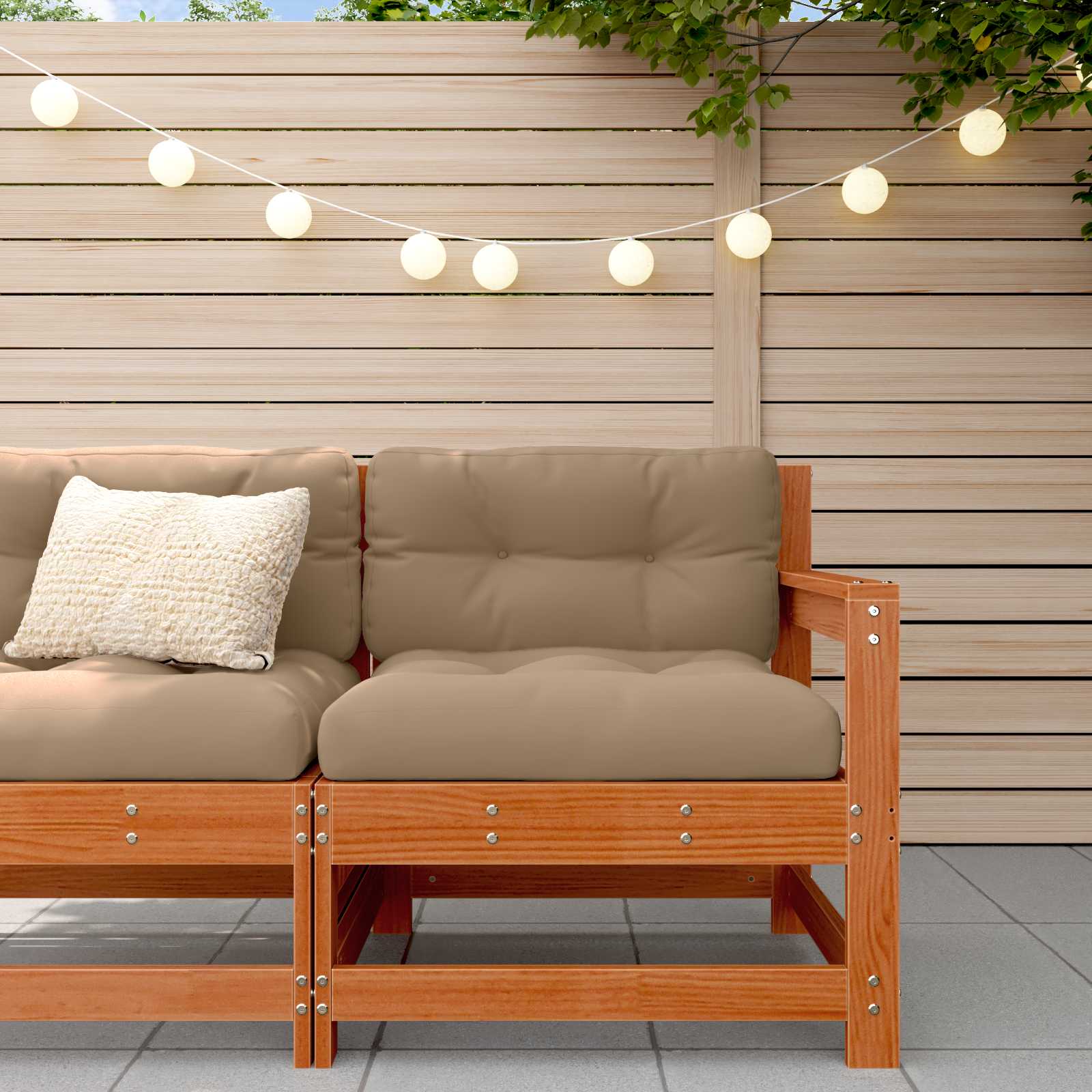 Gartenecksofa Massives Kiefernholz Wachsbraun