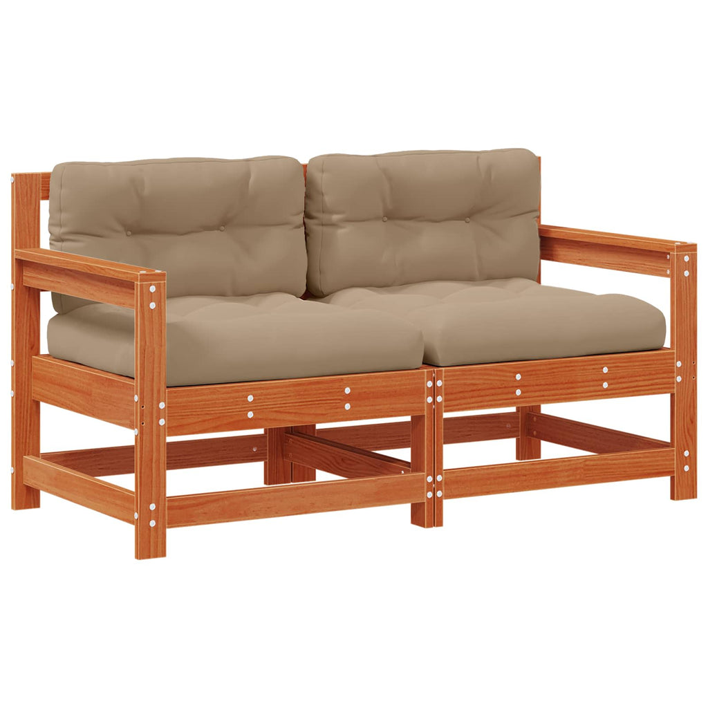 2 Stück Gartenecksofa Massives Kiefernholz Wachsbraun