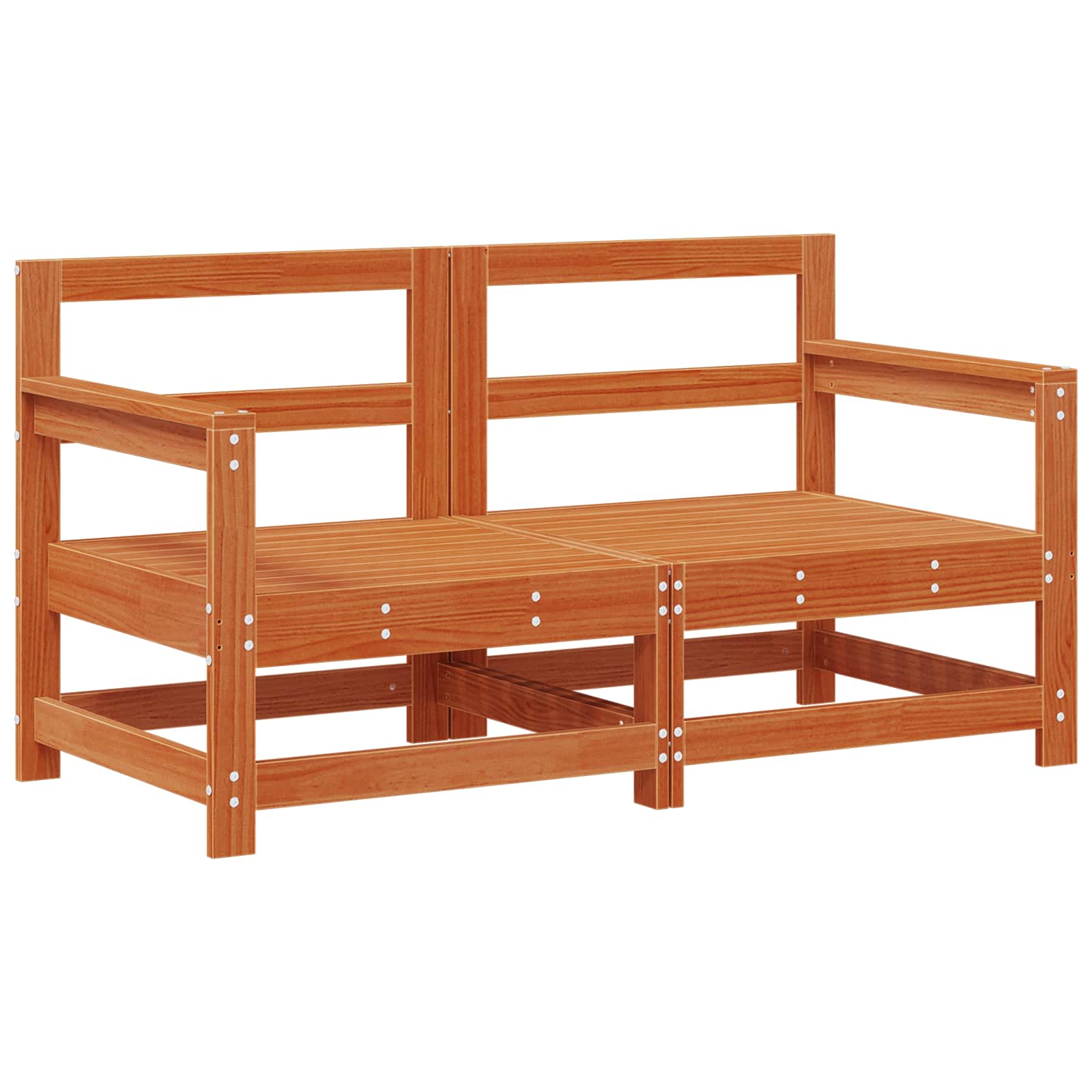 2 Stück Gartenecksofa Massives Kiefernholz Wachsbraun