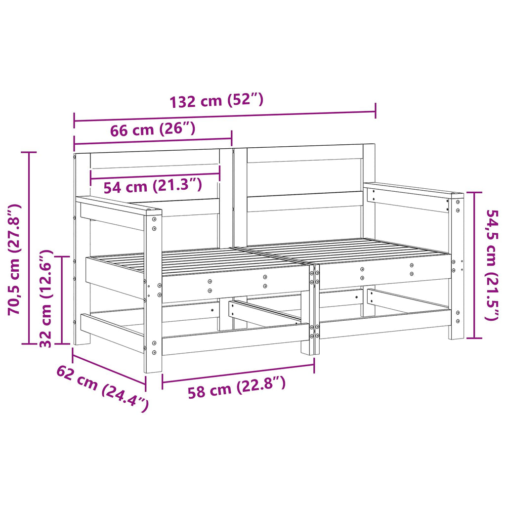 Gartenecksofa Massives Kiefernholz Wachsbraun