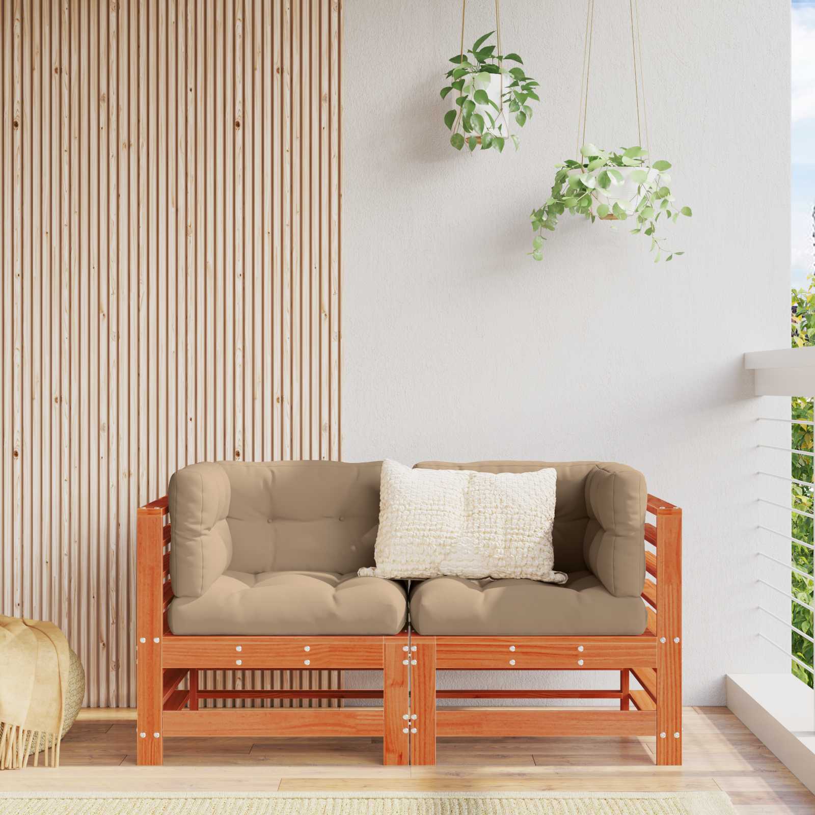 Gartenecksofa Massives Kiefernholz Wachsbraun