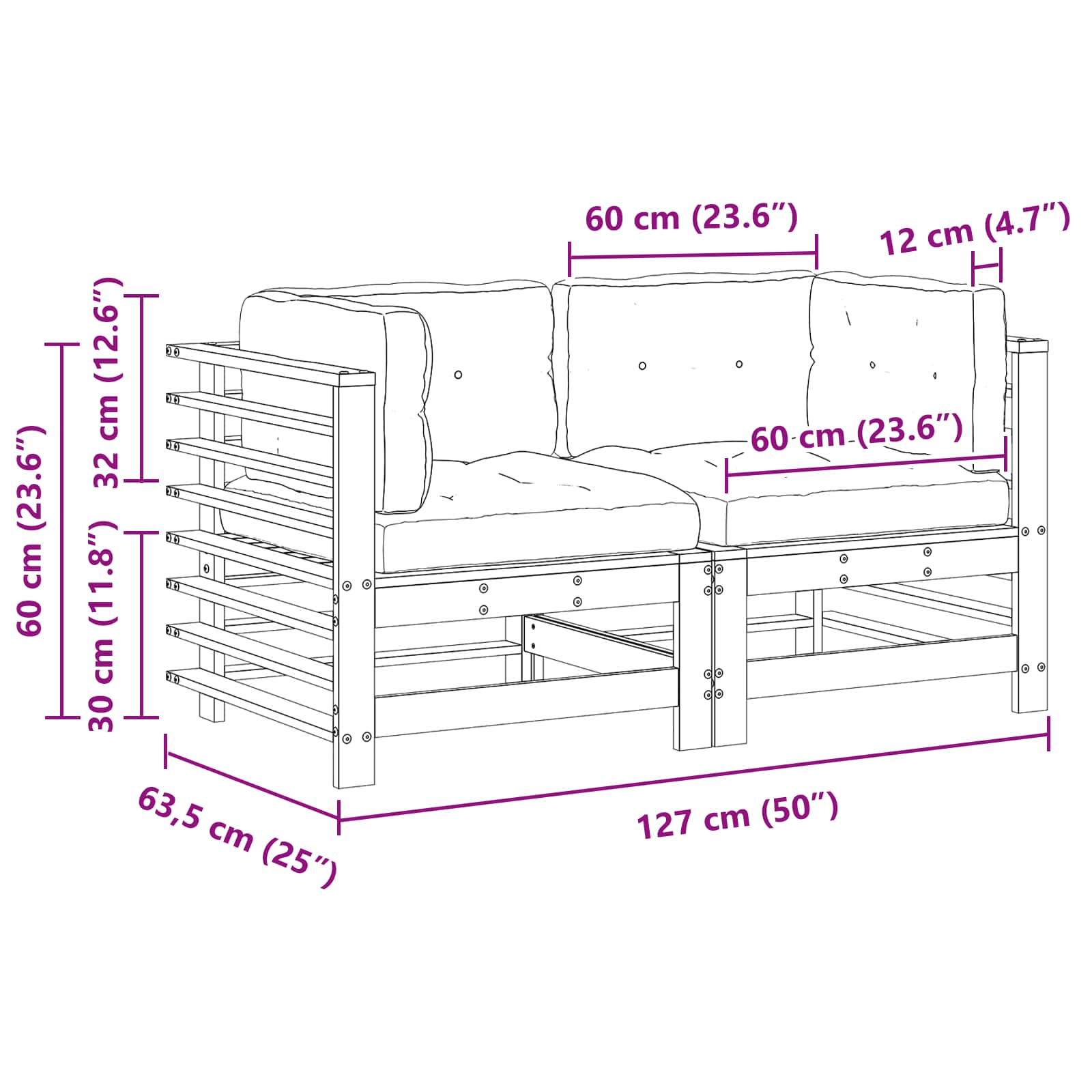 Gartenecksofa Massives Kiefernholz Wachsbraun