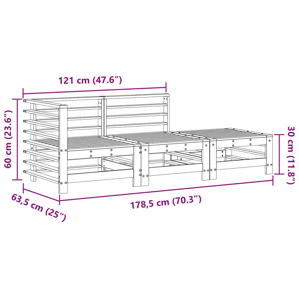 Sectional Sofa Einheiten 3 Stück Wachsbraun