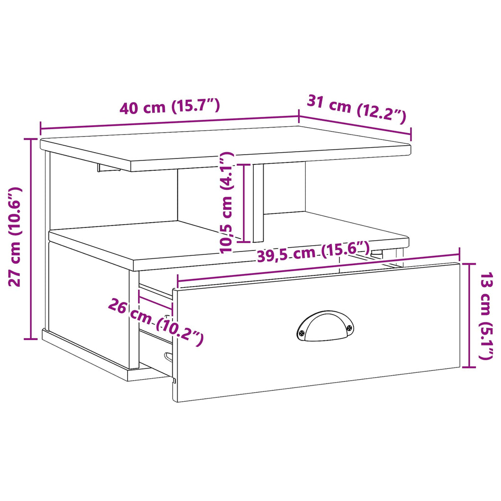 Nachttisch HILL Honigbraun 40 x 31 x 27 cm Massives Kiefernholz