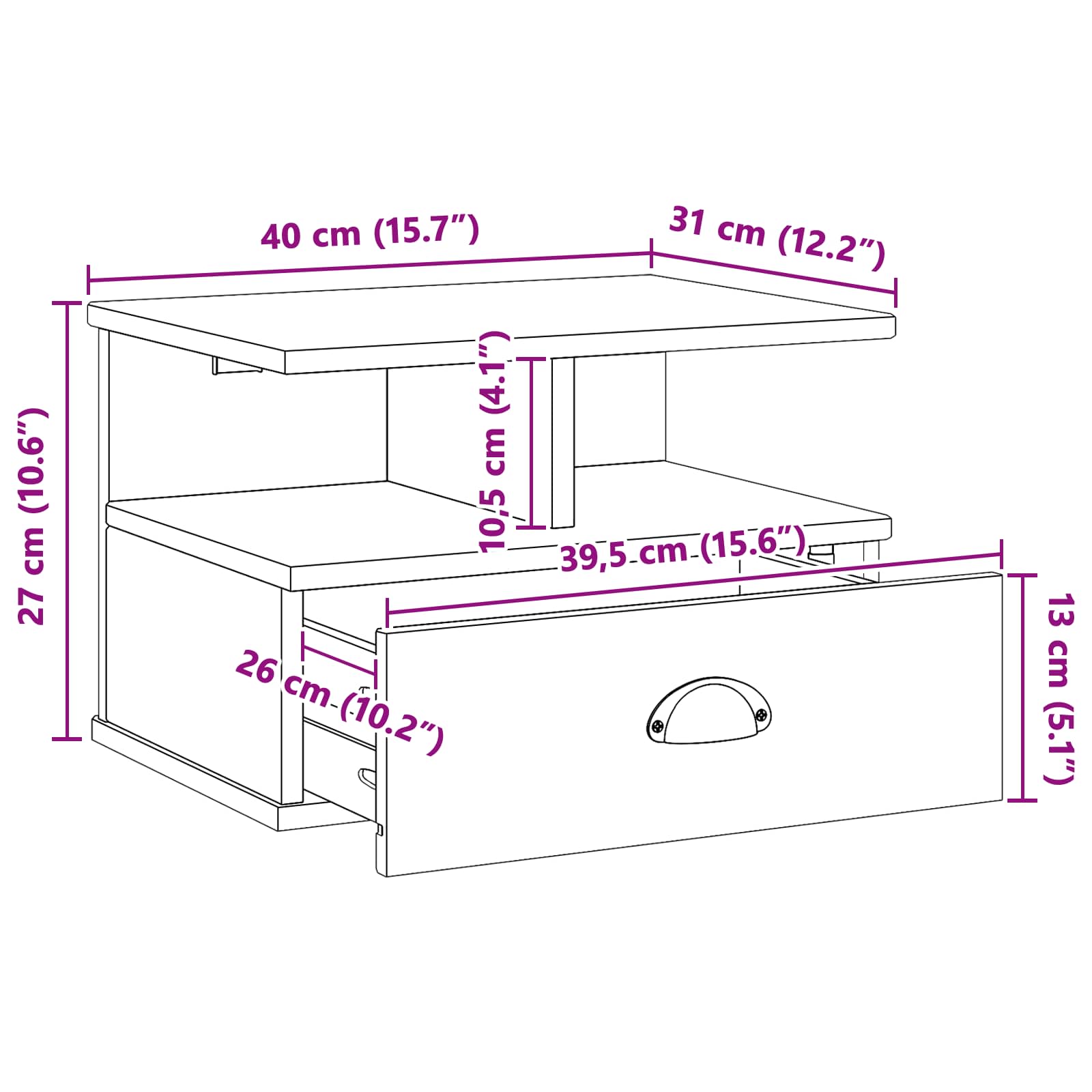 Nachttisch HILL Honigbraun 40 x 31 x 27 cm Massives Kiefernholz