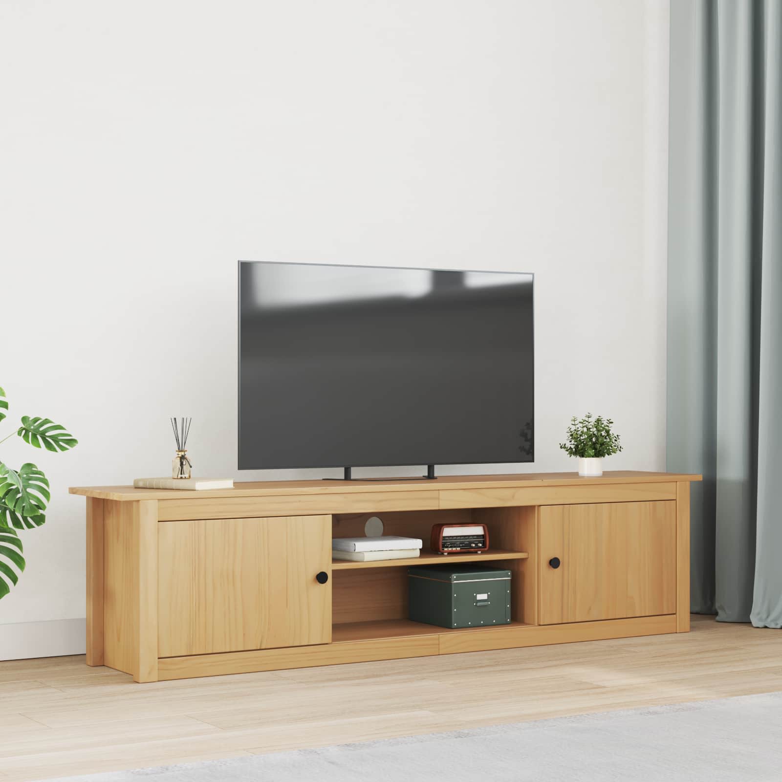 TV Rack HILL Honigbraun 158 x 40 x 39,5 cm Massives Kiefernholz