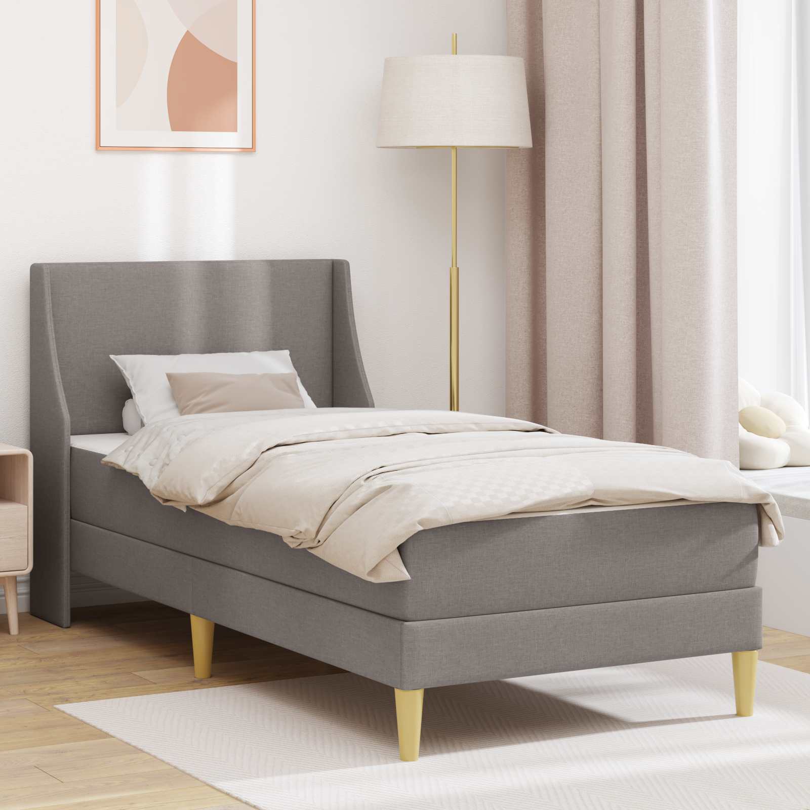 Bettgestell mit Matratze Taupe 80x 200 cm Polyester