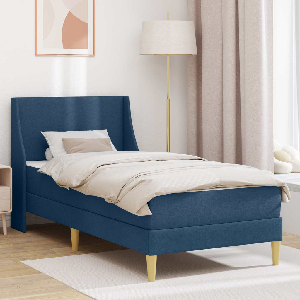 Bettgestell mit Matratze mit Kopfteil Blau 80x 200 cm Polyester