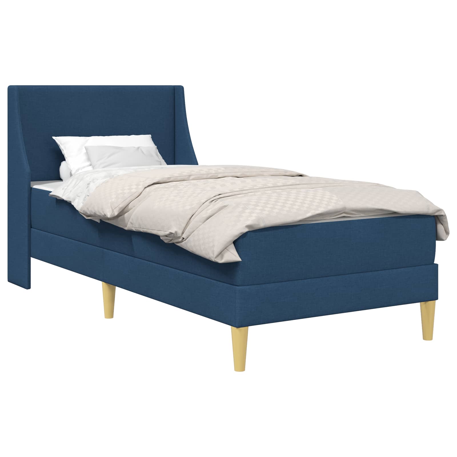 Bettgestell mit Matratze mit Kopfteil Blau 80x 200 cm Polyester