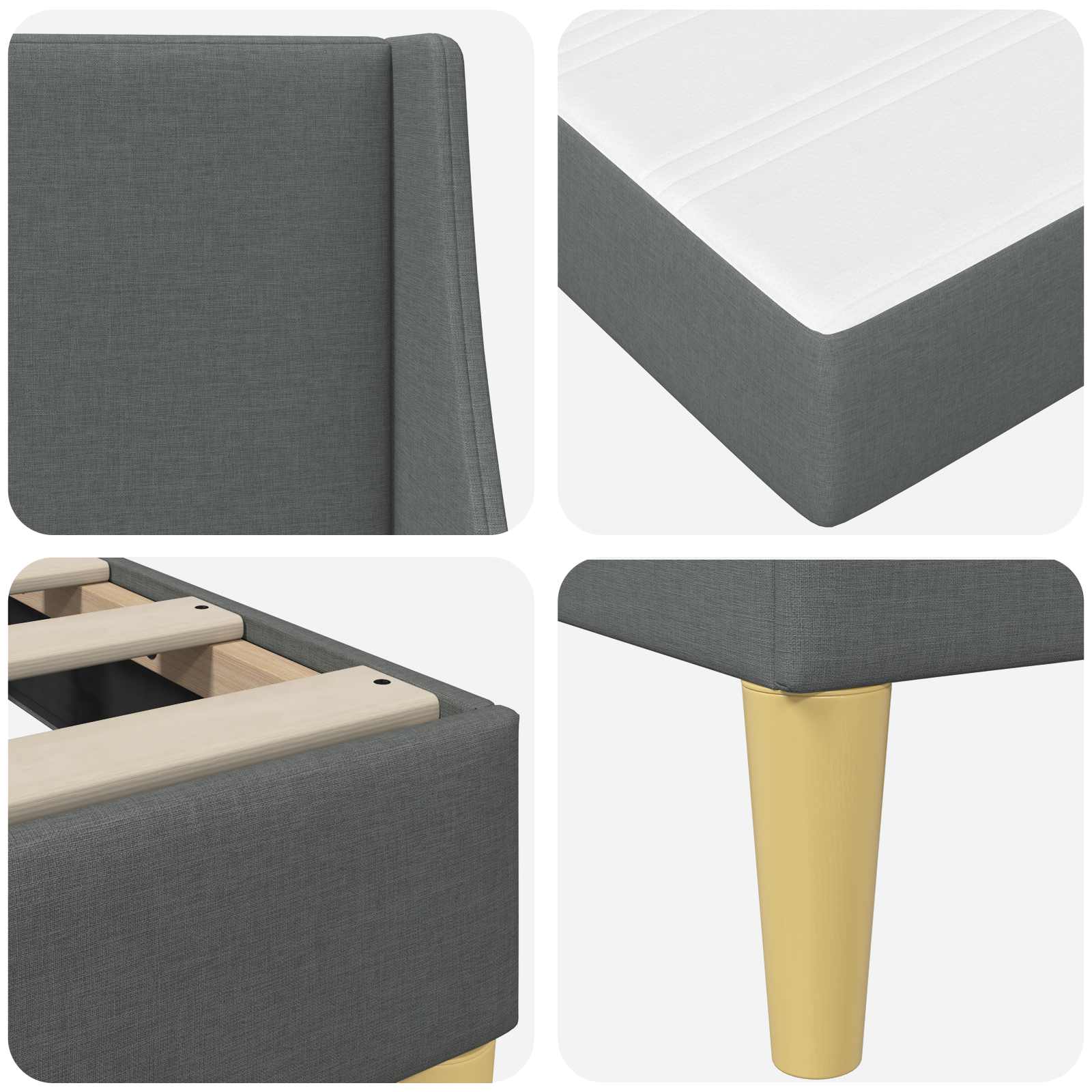 Bettgestell mit Matratze Dunkelgrau 100 x 200 cm Polyester