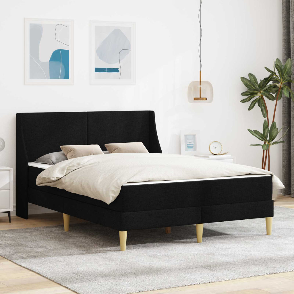Bettgestell mit Matratze Schwarz 120 x 190 cm Polyester