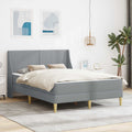 Bettgestell mit Matratze Hellgrau 140 x 200 cm Polyester