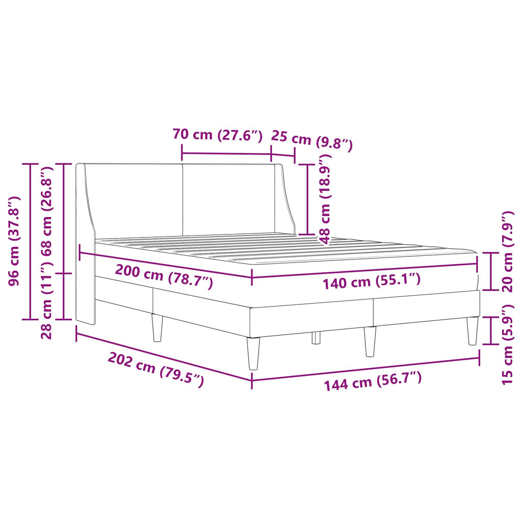 Bettgestell mit Matratze Hellgrau 140 x 200 cm Polyester