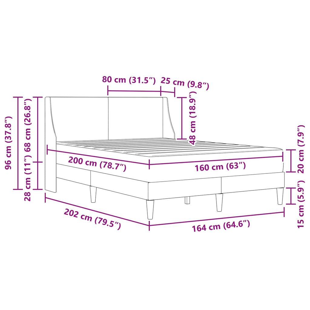 Bettgestell mit Matratze Schwarz 160 x 200 cm Polyester